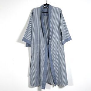 Vintage Christian Dior Monsieur Lounge Mens Robe One Size Blue Striped